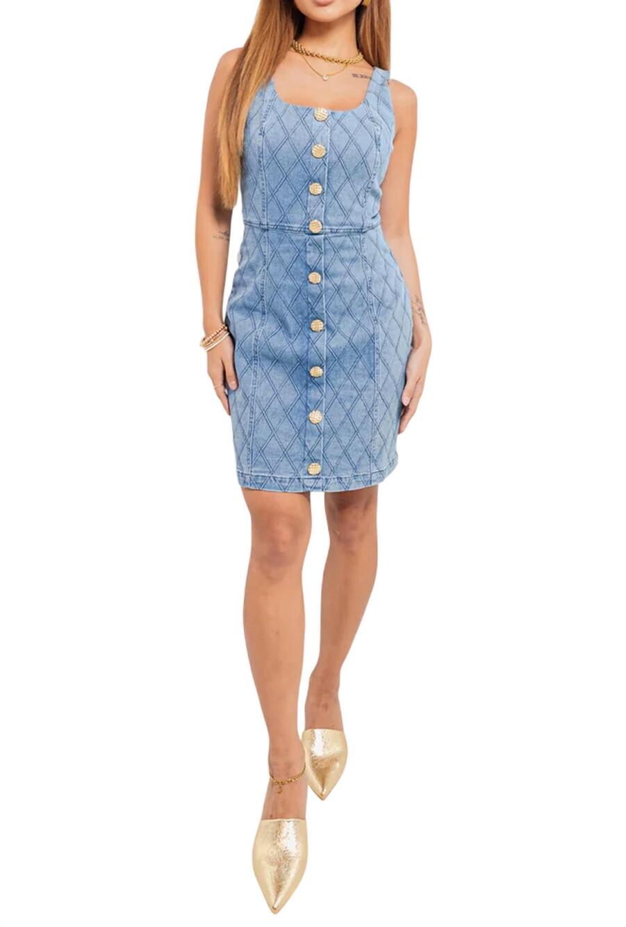 NEW RIVIR women's sleeveless quilted mini dress in denim blue